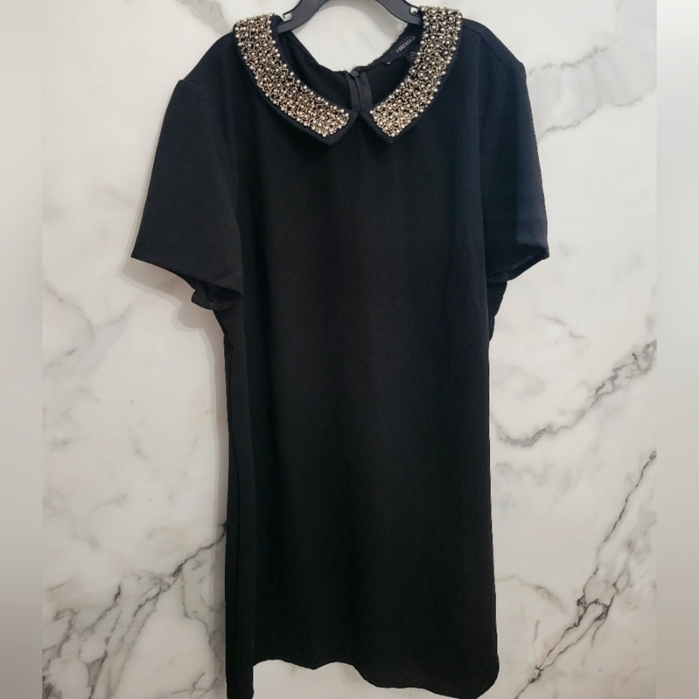 Forever 21 Black Mini Dress with Embellished Collar